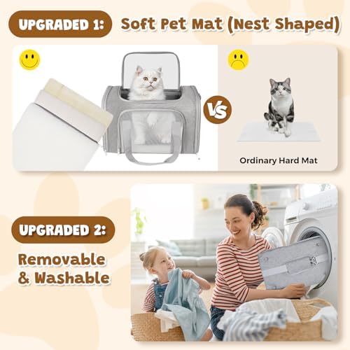 Cat Carrier Soft Up to 16 Lbs, Breathable Pet Travel Bag with Steel Frame