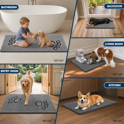 Bcoimo Chenille Doormats Absorb Moisture and Dirt 30*20, Muddy Mats for Dog