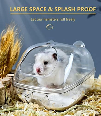 Hamster Sand Bath Container, Hamster Sand Bath Box, Hamster Sand Bathtub with Cleaning Scoop, Big Space, Easy to Clean, Avoid Bath Sand Out, Perfect for Dwarf Hamster (Medium)