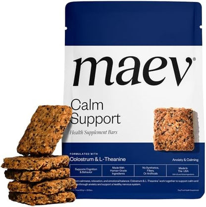 Maev Anxiety & Calming Supplement Bars for Dogs, with L-Theanine, 30 Count
