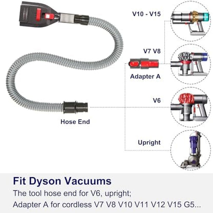 Dog Hair Vacuum Attachment for Dyson Vacuums, Pet Grooming Tool with Extension Hose and Adapter, Compatible with V6 V7 V8 V10 V11 V12 V15 Gen5 Animal Ball Upright Canister Cordless Stick Models