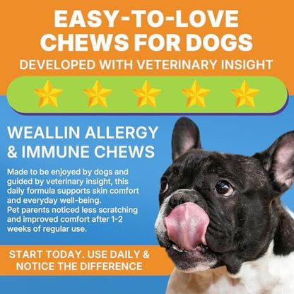 WEALLIN Dog Allergy Chews with Probiotics, Skin & Immune Support, 200 Ct