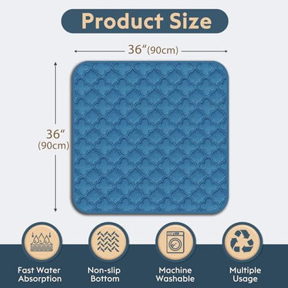 FunFurry Washable Pee Pads for Dogs - 2 Pack Reusable Pee Pads，Waterproof Puppy Pads，Pet Training Pads，Super Absorbent with Dog Paw Shape Non-Slip Backing (Blue, 36" X 36" - 2 Pack)