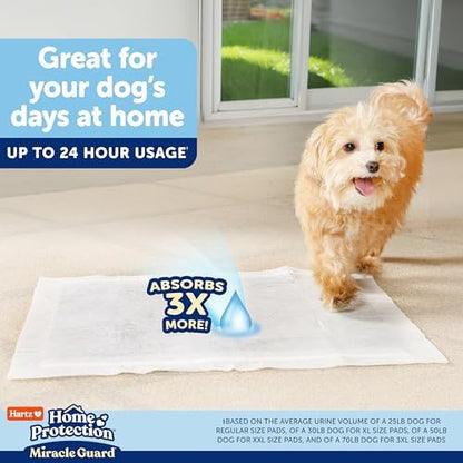Hartz Miracle Guard Dog and Puppy Dog Pads Max Absorbency 24 Hour Use Odor Eliminating No Leaks, 3XL Size 20 Count