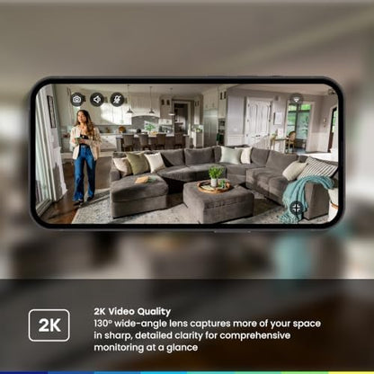 myQ Indoor Plug-in Security Camera Gen 2 – 2K Smart Wi-Fi Camera with Night Vision, Baby and Pet Monitor, Motion Detection and Alerts, 2-Way Audio & App Control