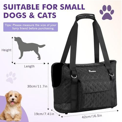 Pawaboo Dog Purse Carrier for Small Dogs with Pocket,Up to 11Lbs