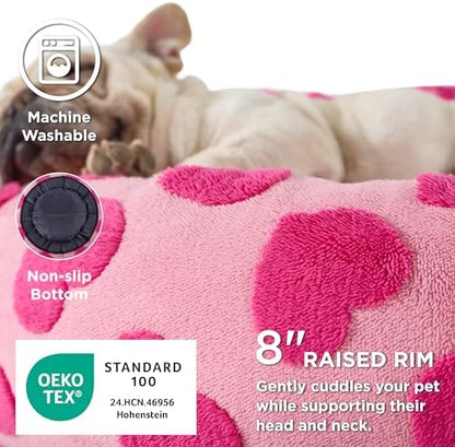 LE SURE Shown on TV Jacquard Donut Dog Beds Large,Lover Hearts 36x36x8in