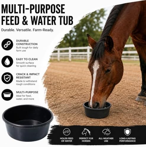 1 Pcs 1 Gallon Rubber Feed Pan with Cleaning Brush for Animals