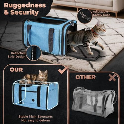YUDODO 25lbs Cat Carrier Lightproof Soft Sided Pet Carrier for Large Cat