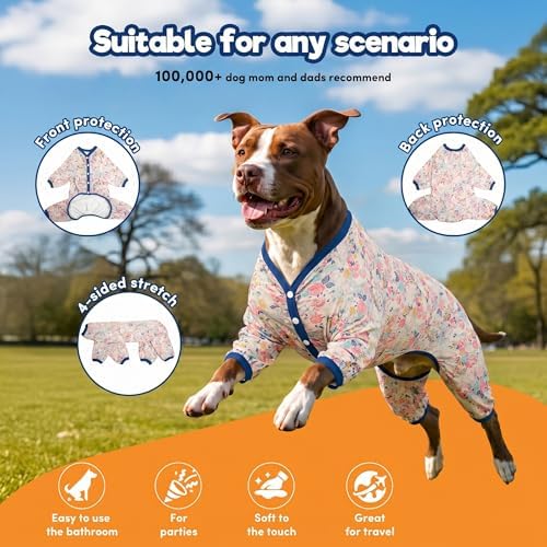 LovinPet Large Dog Pajamas, Adorable Spring Flowers Print, Pink, M