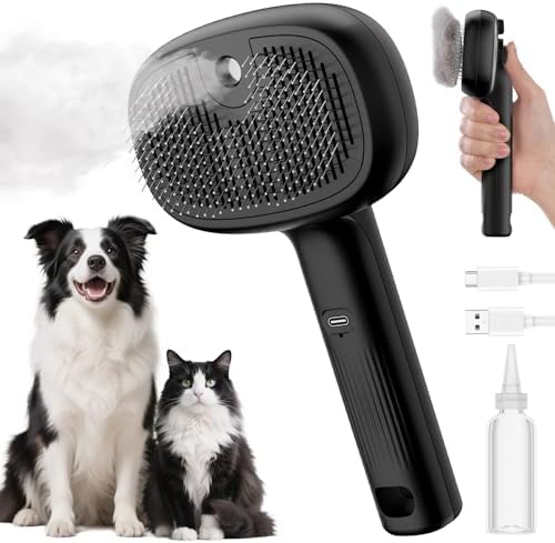 Pecute Self-Cleaning Steam Dog Cat Brush for Heavy Shedding/Long Coats