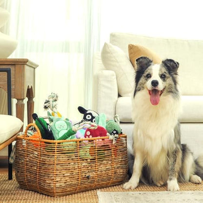 Green Sheep White Sheep Rope Toy for Dogs, Durable Plush Dog Chew Toy with Squeaker, Interactive Pet Toy for Small to Large Dogs, Tough & Recycle Cotton Rope Dog Toys