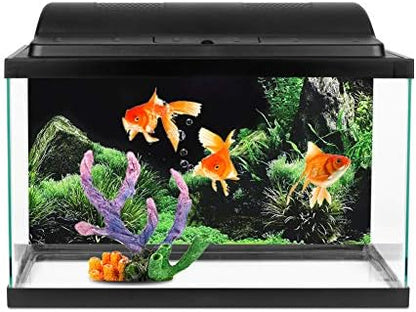 Aquarium Background Static Cling 24x11.8 Black Fish Tank Backdrop Wallpaper PVC Decor No Glue Reusable for 10 Gallon Tank