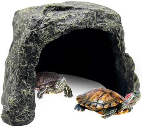 BNOSDM Reptile Hideout,Tortoise Hide Cave,Resin Rock,Bearded Dragon Hideaway,Turtle Basking Platform,Reptiles Habitat Decor Tank Accessories for Lizards Gecko Snakes Chameleon Frogs