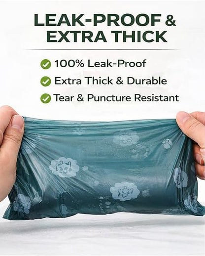 Eco-friendly Dog Poop Bags, 360 Leak-Proof Waste Bags (24 Rolls x 15 Bags) with Red End-of-Roll Indicator, Thick, Durable & Unscented Pet Waste Bags - Scarab Alley