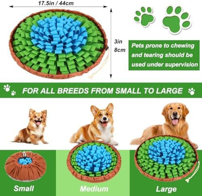 SZEE Snuffle Mat for Dogs, Adjustable Sniffing Mat for Smell Training and Slow Eating, Dog Snuffle Pad for Mental Stimulation and Enrichment, Interactive Toys for Pets (Blue and Green)