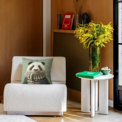 InkRain Winter Animal Cute Panda Pillow Cover 22x22 Inch Set of 2 Home Decor Decorative Cotton Linen Illustration Pillowcases for Living Room House Sofa