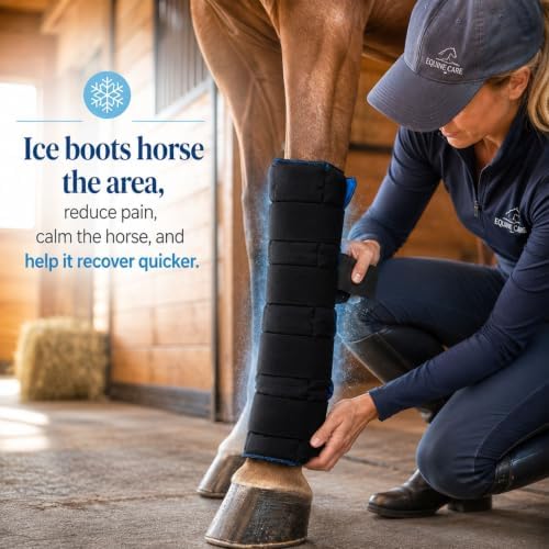 LOVIVO 4 Pack Reusable Gel Horse Ice Boots, Adjustable 4 Leg Cooling Wraps