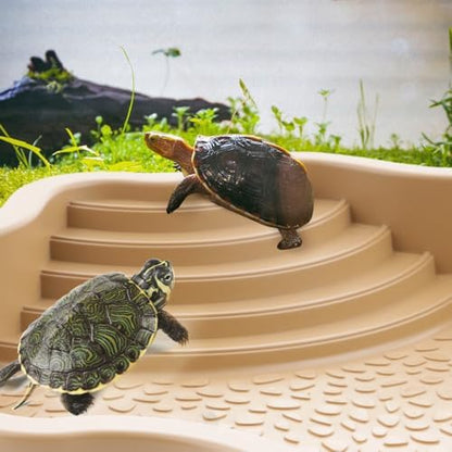 Reptile Bathing Pool with Ramp, Turtle Tortoise Water Bowl & Food Dish