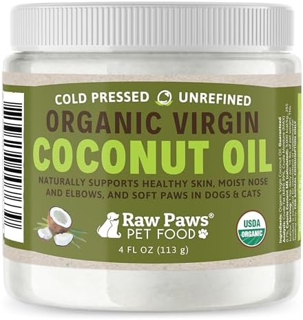 Raw Paws Virgin Organic Coconut Oil for Dogs & Cats (4-oz) - Skin & Coat