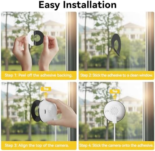 4MP Window Camera, 2.4GHz & 5.8GHz WiFi 6 Indoor Camera with Phone App, Cameras for Home Security with Full Color Night Vision, AI Person & Motion Detection, 24/7 Recording, Compatible with Alexa