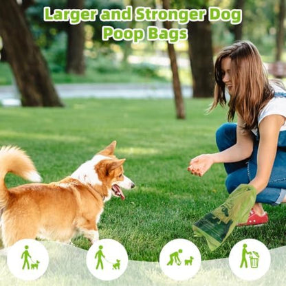 Dog Poop Bags Rolls, Extra Thick Leak Proof Pet Waste Bag, 360 Count Tear Resistant Poop Bags for Dogs for Outdoor Doggie Walking and Cat Litters Cleaning