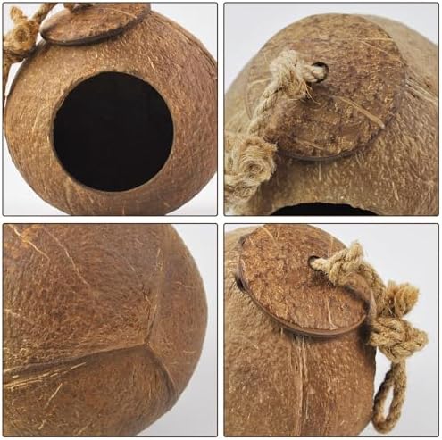 Crested Gecko Coconut Hide Natural Lizard Coco Hut Reptile Hanging Nest Flexible Vine Habitat Decoration Bearded Dragon Terrarium Accessories for Chameleon Tree Frog Snake Hermit Crab
