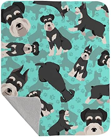 Caroline's Treasures MLM1059LQB Black and Silver Schnauzer Quilted Blanket 50x60 Artwork Pattern Quilted Throw Blanket for Bed, Couch, Sofa, Soft and Lightweight