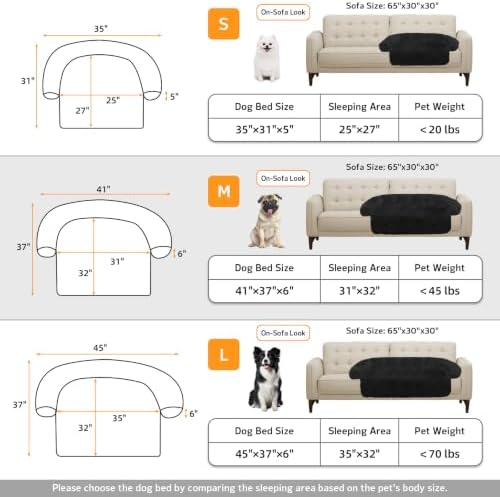GGIB Calming Dog Bed Fluffy Plush Dog Mat for Furniture Protector with Removable Washable Cover for Large Medium Small Dogs and Cats (Medium, Black)