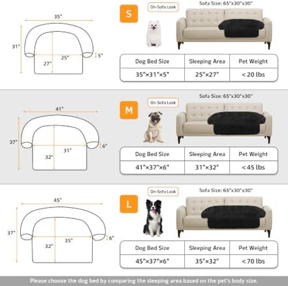 GGIB Calming Dog Bed Fluffy Plush Dog Mat for Furniture Protector with Removable Washable Cover for Large Medium Small Dogs and Cats (Medium, Black)