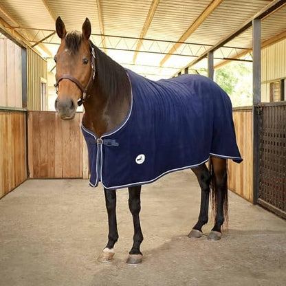 Jeffers Elite Fleece Cooler Blanket for Horses, 84" – Contoured Moisture Wicking Horse Cooler, Lightweight Breathable Fleece Horse Cover for Layering, Travel, Grooming & All Year Round Use - Navy