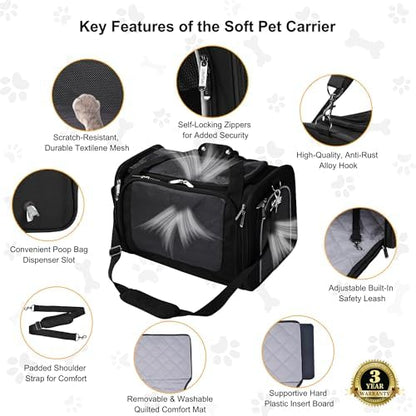 EliteField Deluxe Soft Pet Carrier for Cats and Dogs (3-Year Warranty)