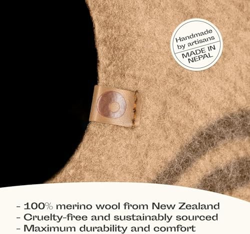 MEOWFIA Cat Cave - Merino Wool Bed for Indoor Cats (Beige, Large)