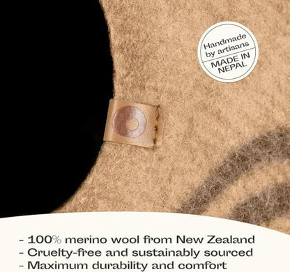 MEOWFIA Cat Cave - Merino Wool Bed for Indoor Cats (Beige, Large)