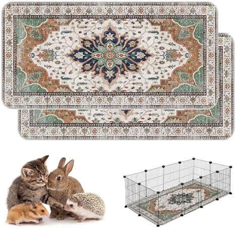 Washable Guinea Pig Pee Pads,Absorbent Reusable Guinea Pig Cage Liners,Waterproof,Leak-Proof & Non-Slip Potty Pads for Small Animals Rabbit Hamster Rat.(Dark Teal Floral,24"x48")
