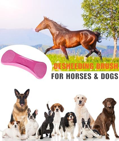 Horse Grooming Shedding Tool - Blade-Free Horses Brush for Grooming Kit Supplies, Pink