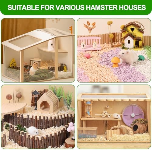 Hamster Cage Sprays Flower Foraging Holder - Natural Wood Feeding Stand, Small Pet Habitat Accessories for Hamsters Mouse Guinea Pig Dwarf Gerbils Syrian Mice (Lace - Rectangle)