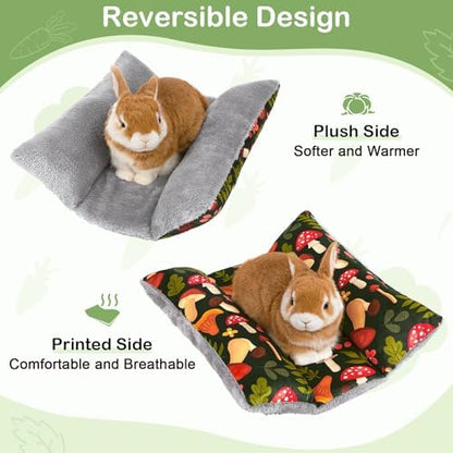 15"x14" Soft Plush Rabbit Bed Washable Cuddle Mat for Small Pets