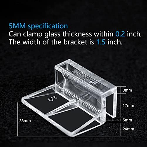 MEETOOT 4pcs Acrylic Fish Tank Bracket - 5mm Aquarium Support Tools, Clear Glass Cover Clip Holder
