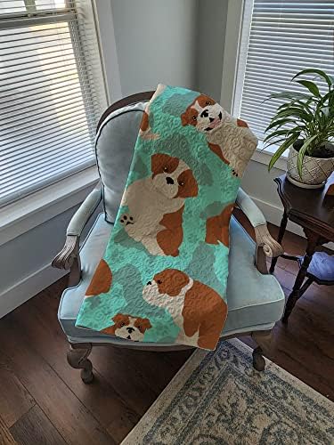 Caroline's Treasures MLM1013LQB Red and White English Bulldog Quilted Blanket 50x60 Artwork Pattern Quilted Throw Blanket for Bed, Couch, Sofa, Soft and Lightweight