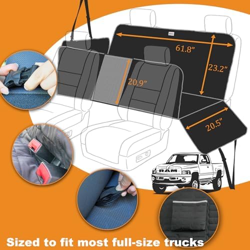 Reliadura Dog Hammock for Truck,Dog Car Seat Cover for Back Seat, Waterproof Seat Cover for Trucks with Mesh Window,Backseat Cover for Dogs in Car for F150/RAM1500/Sierra/Silverado