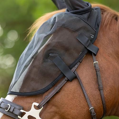 Horze Easy-Attach Bridle Insect and Fly Mask with Ear and Eye Protection - Black - L
