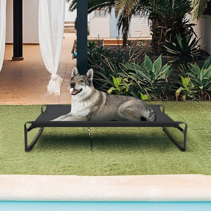 Veehoo Outdoor Elevated Dog Bed, Cooling Raised Dog Beds for Large Dogs