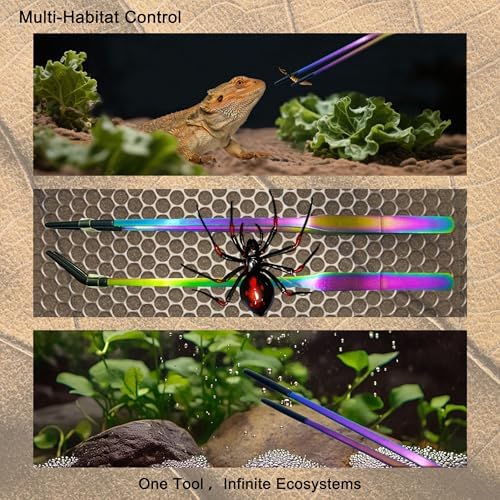2 Pcs 10.6" Iridescent Reptile Feeding Tongs & Tweezers Set
