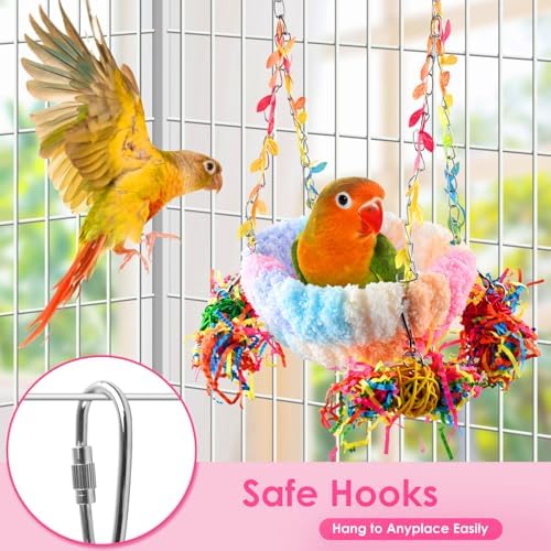KATUMO Budgies Nest, Conure Snuggle Bed Bird Swing Bed Parrotlet Breeding Nest Finches Nest for Small Animals, Size Small