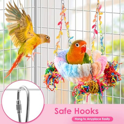 KATUMO Budgies Nest, Conure Snuggle Bed Bird Swing Bed Parrotlet Breeding Nest Finches Nest for Small Animals, Size Small