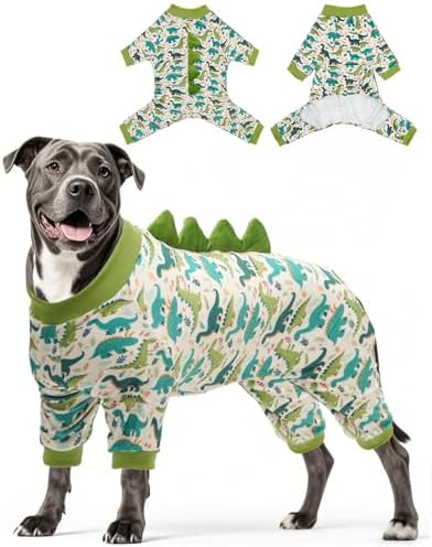 CuteBone Dinosaur Costume Dog Pajamas, Stretchy Spandex Crystal Velvet Sleepwear Coat for Small Dogs, Soft & Warm Pet Outfit Clothes for Cold Weather, Cozy Pullover Design COSP05-3XL