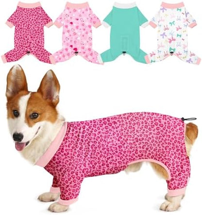 Bienbee Dog Pajamas, 4 Pack Adjustable Onesies for Small to Large Dogs XL