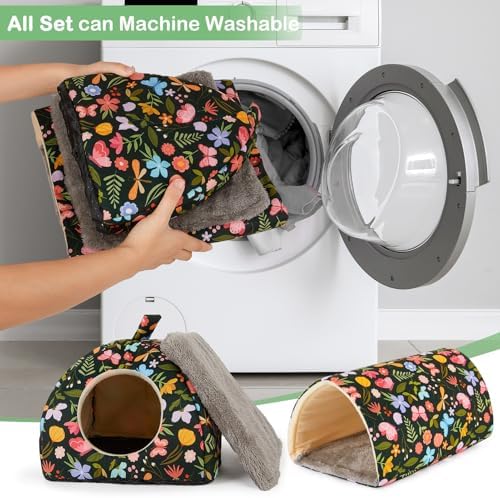 Bienbee Guinea Pig Hideout, 2 Piece Washable Set for Small Animals Large