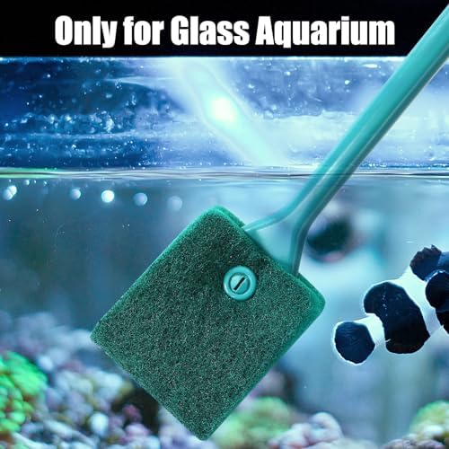 AQUANEAT 3pcs Fish Tank Cleaning Tools, Aquarium Double Sided Sponge Brush, Algae Scraper Cleaner with Long Handle